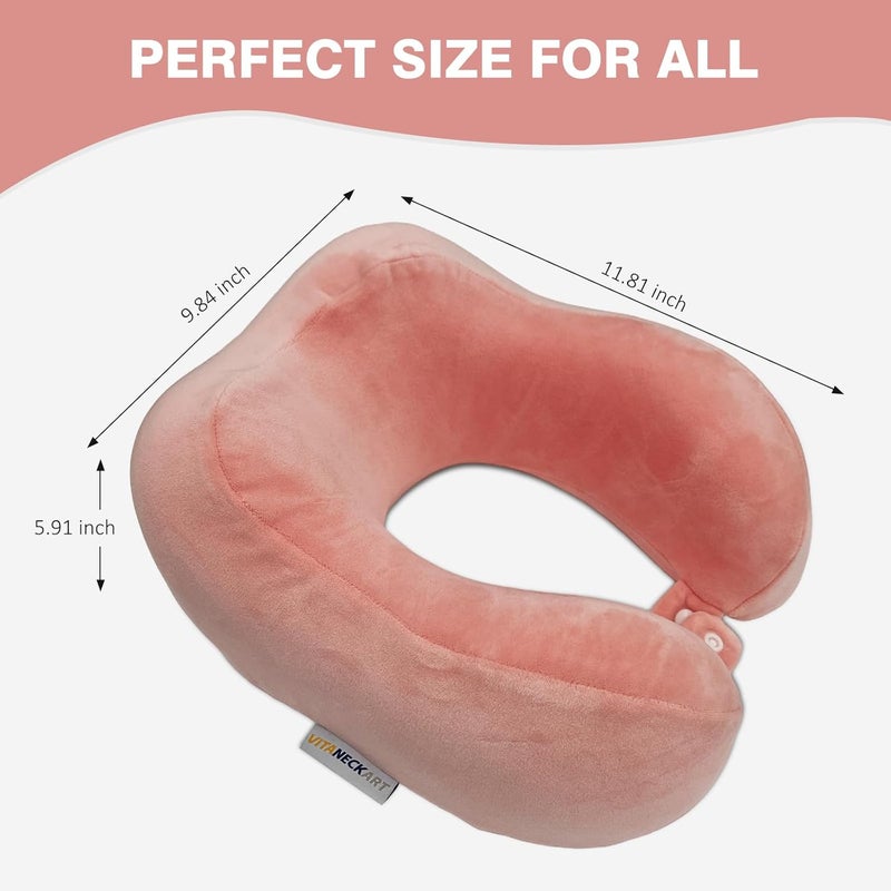 VITANECKART Hump Travel Pillow, High-end Memory Foam Neck Pillow, Double Support for Neck, Head and Chin, 360° Ergonomic Design Full Neck wrap Pillow, Suitable for Office, Airplane and car (Pink) - Image 2